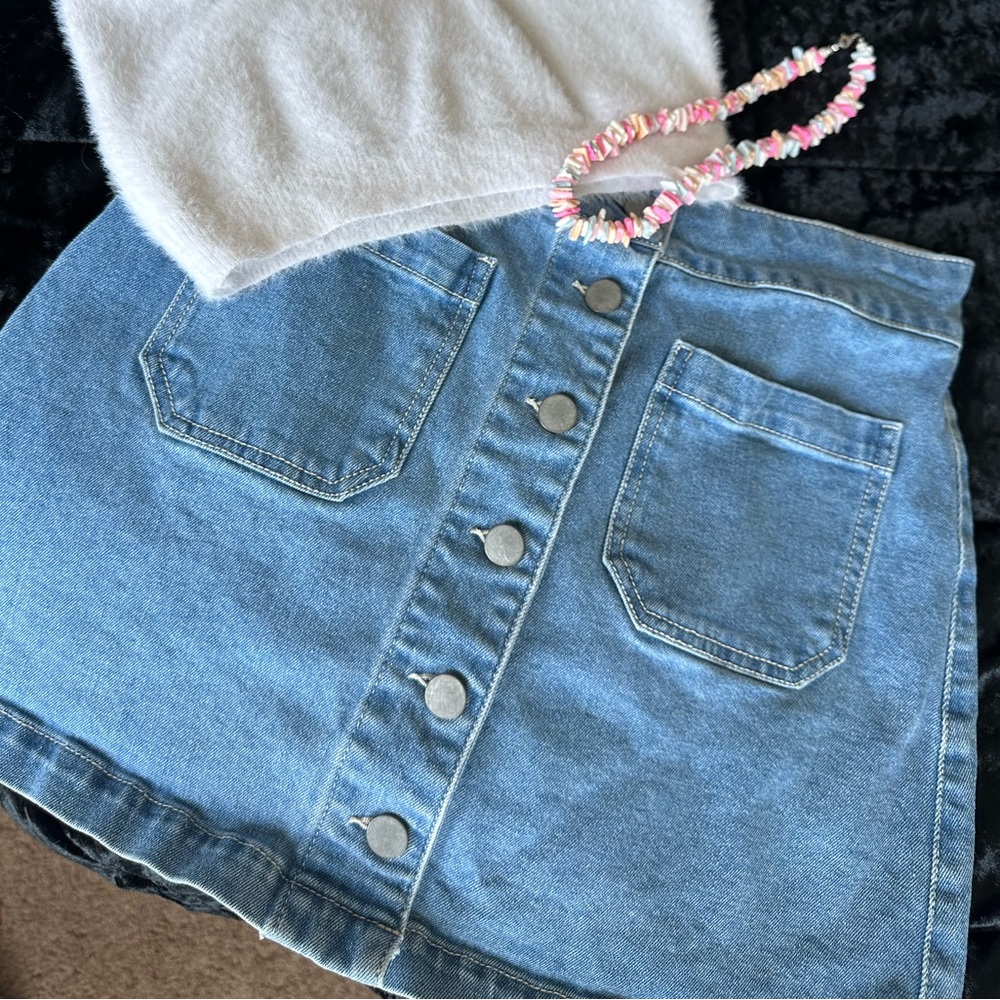 Tgla Francesca’s Button-up Jean Skirt